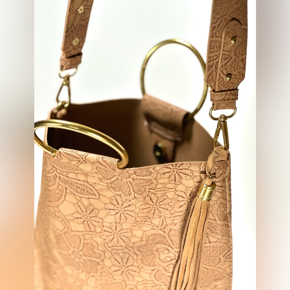 Anthropologie  Elegant  Floral Embossed Tote Bag - Picture 5 of 12